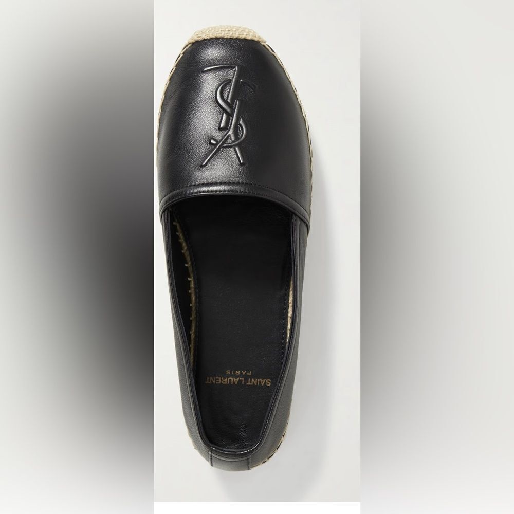 ysl logo flats SAINT LAURENT Lambskin Monogram Espadrilles wedges driving shoes